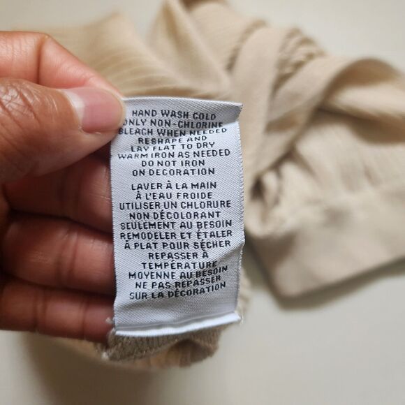 Carmen Marc Tank Top Womens Large Beige Mock Neck Ribbed Knit Rhinestone Chest - Picture 5 of 8